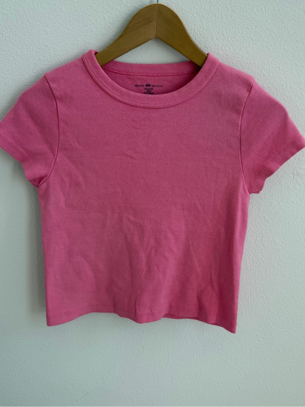 Brandy Melville Pink Baby Tee NWT Short Sleeve Fitted Crop Top One Size